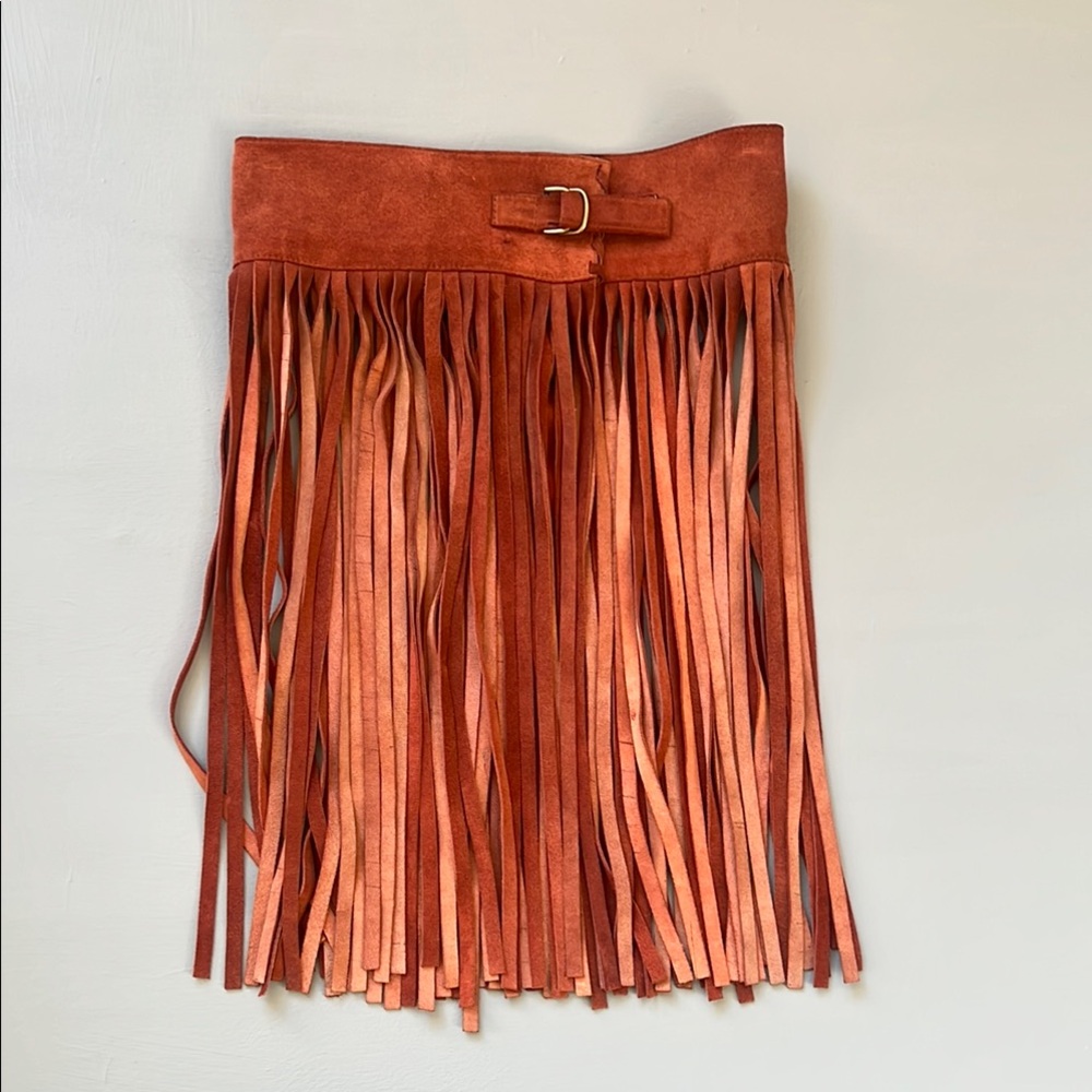 Vintage 90’s DKNY Rust Red belt with fringe detailing sz M